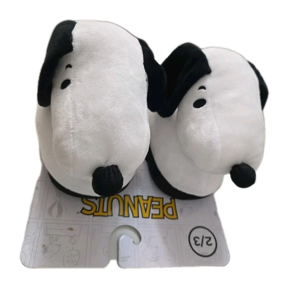 Peanuts Snoopy kids Plush‎ Slippers indoor house shoes AU 2/3 New